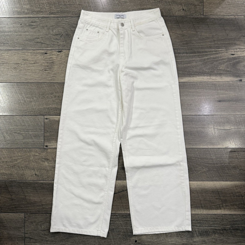 Cotton Candy Korea White Denim Jeans High Rise Skate Baggy Pants Y2K Womens Sz M
